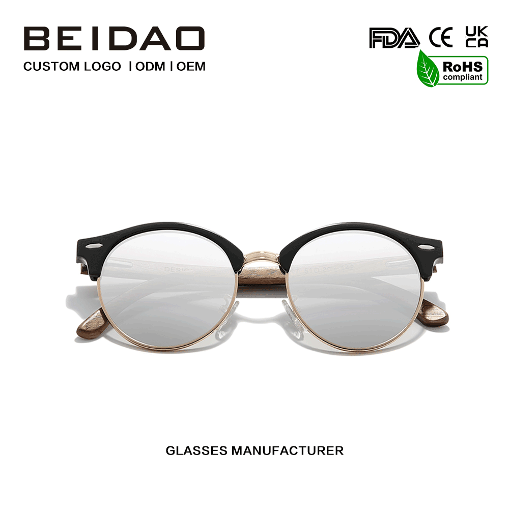 Håndlavede Walnut Wooden Halv Borderless UV400 solbriller
